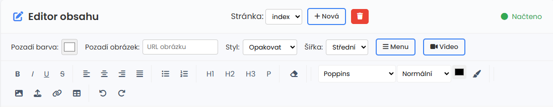 Menu editoru